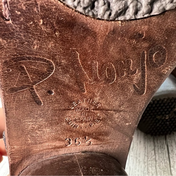 P. MONJO Black Leather Lace Up Ankle Stacked Heel Steampunk - Picture 7 of 7